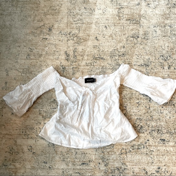 MINKPINK Tops - MinkPink Off the Shoulder Cotton Linen Top